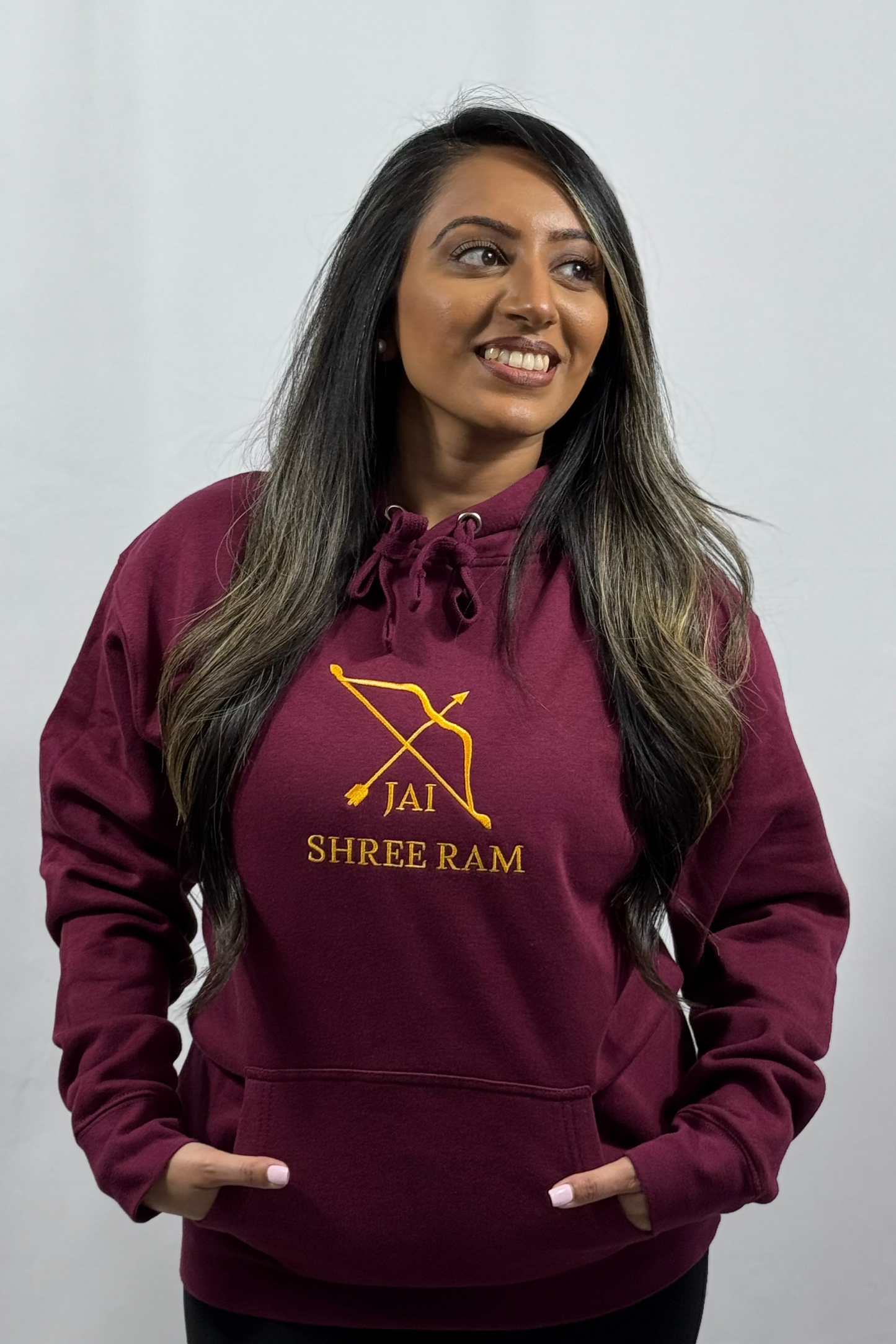 Jai Shree Ram Unisex Embroidered Hoodie | Modern Spiritual Apparel
