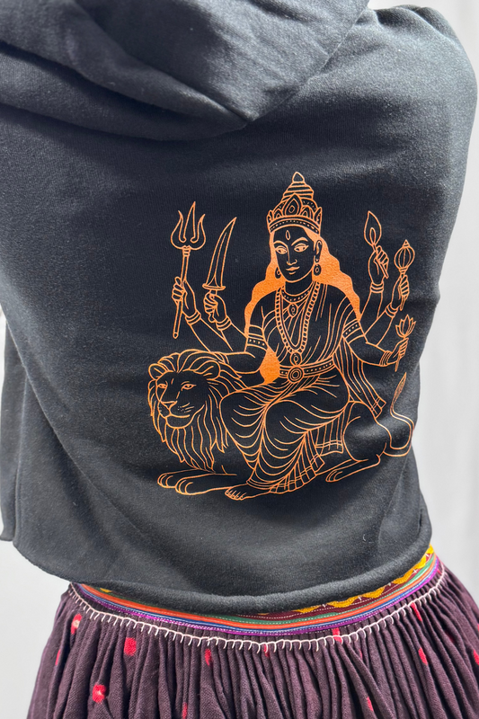 Jai Mata Di Womens Crop Hoodie | Modern Spiritual Apparel