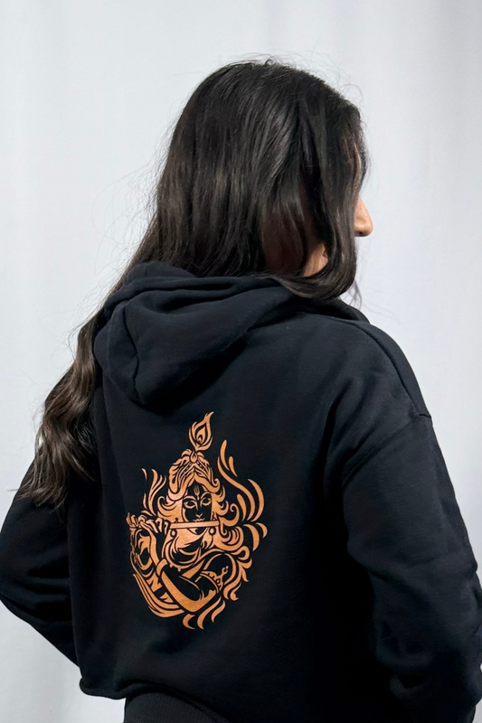 Radhe Radhe Womens Crop Hoodie | Modern Spiritual Apparel