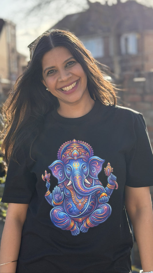 Cosmic Divine Ganesh Unisex T-Shirt – Organic Cotton Statement Tee