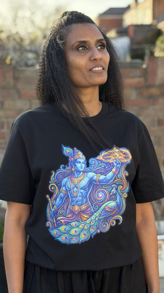 Cosmic Divine Krishna Unisex T-Shirt – Organic Cotton Statement Tee