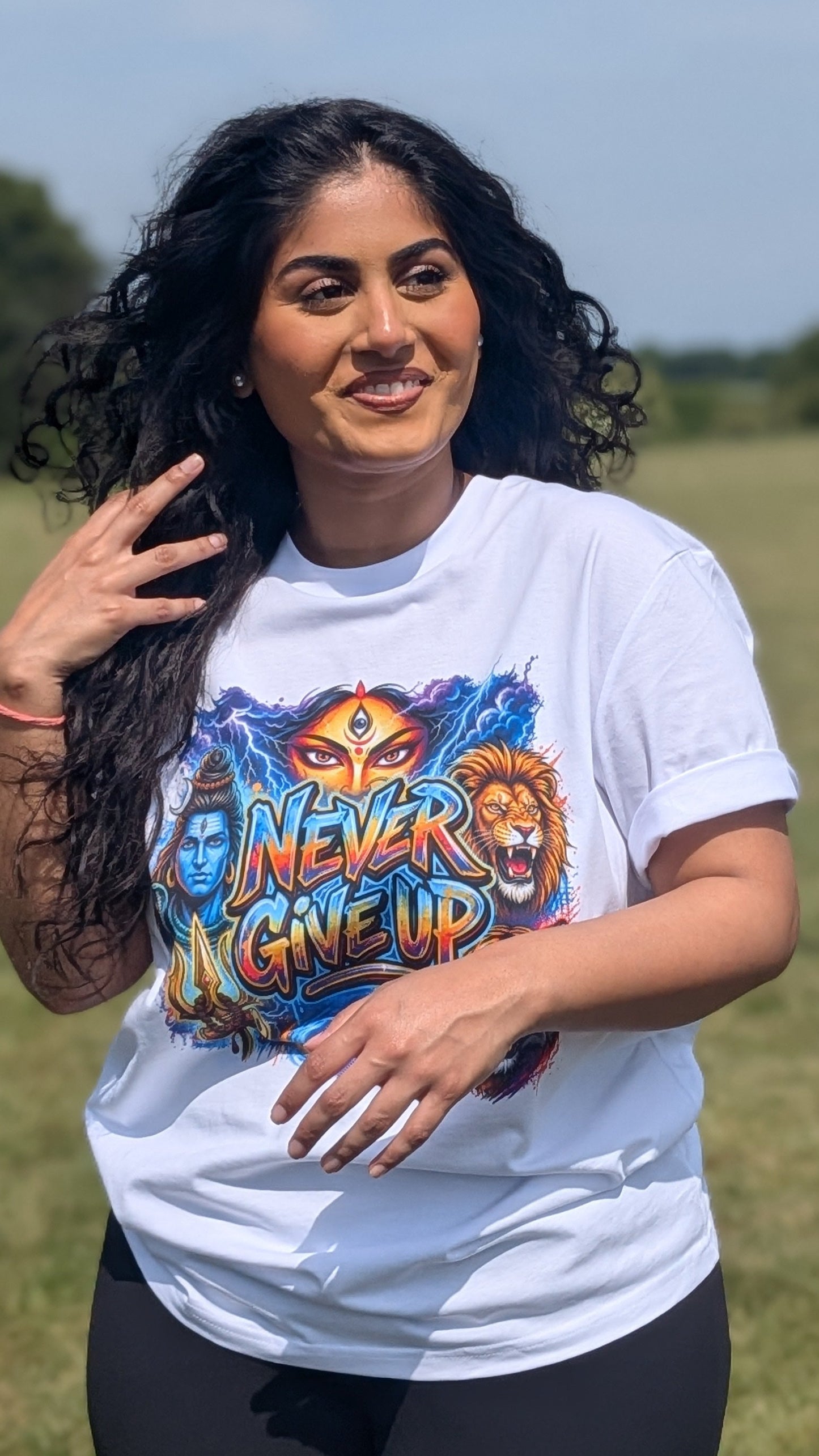 Never give up White Unisex T