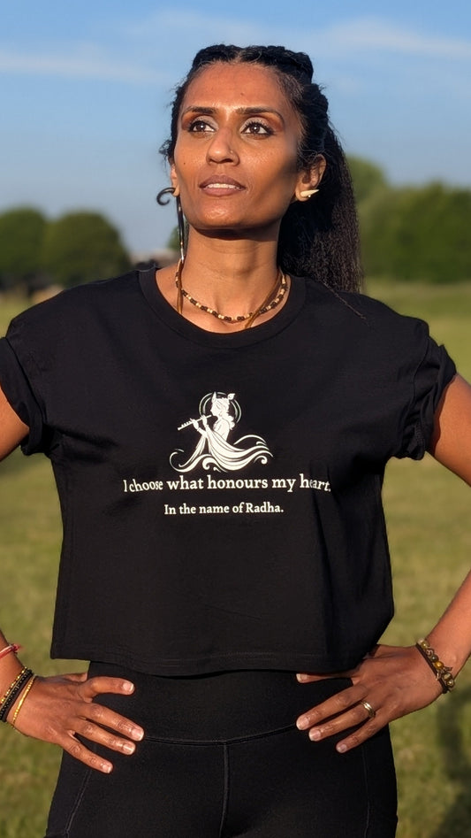 Radha Black Crop Top - I choose what honours my heart.