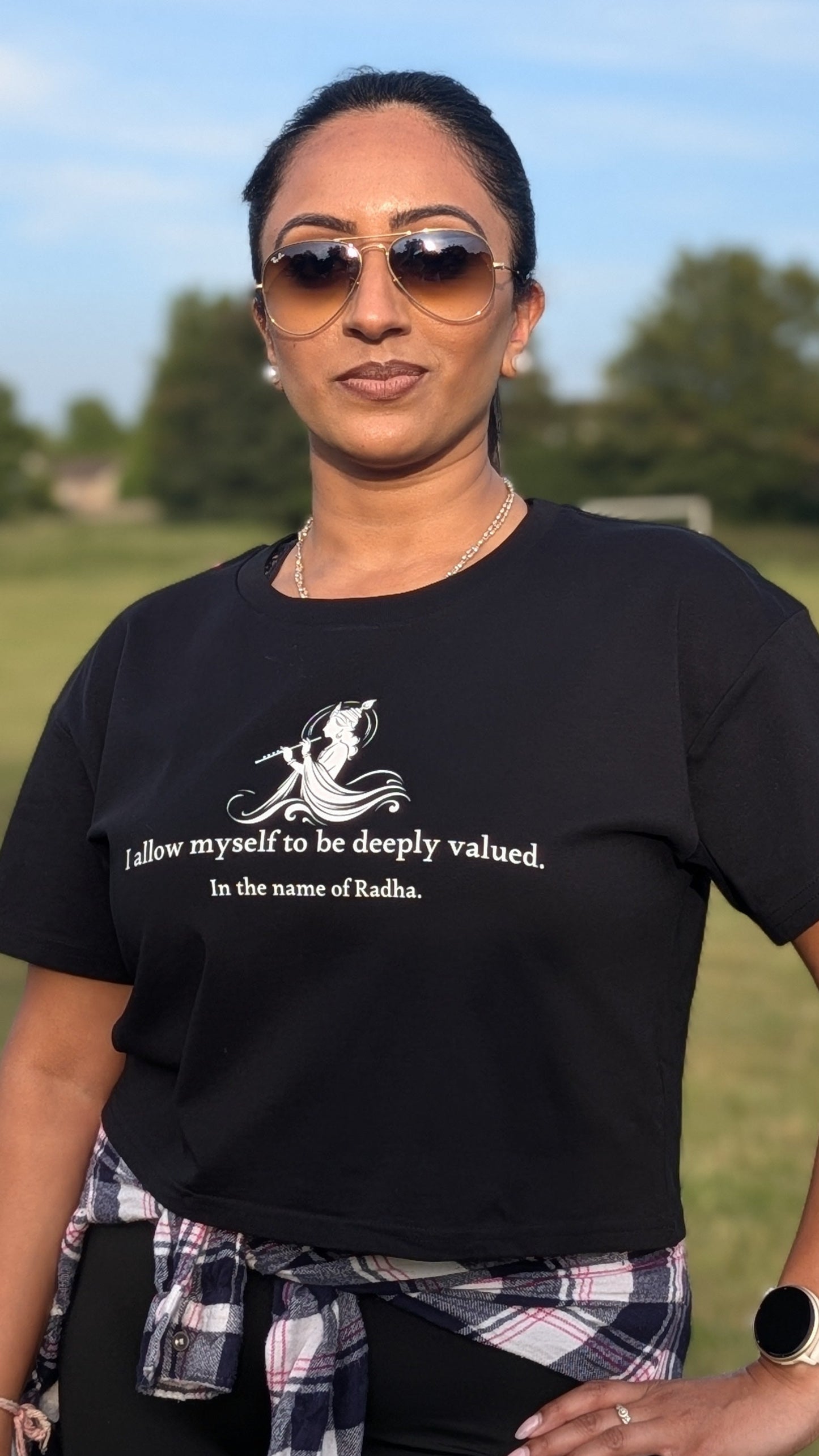 Radha Black Crop Top - I allow myself to be deeply valued.