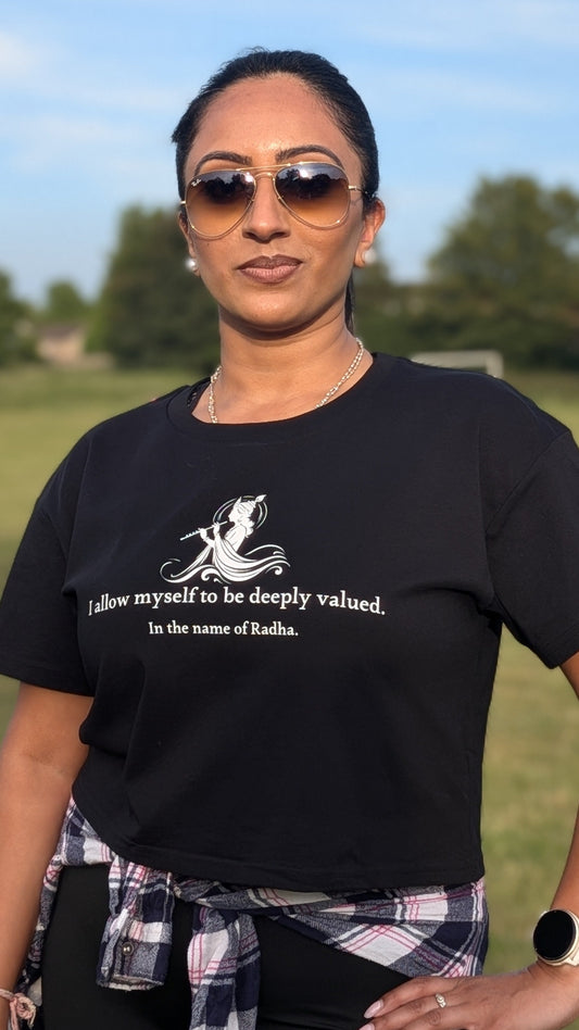 Radha Black Crop Top - I allow myself to be deeply valued.